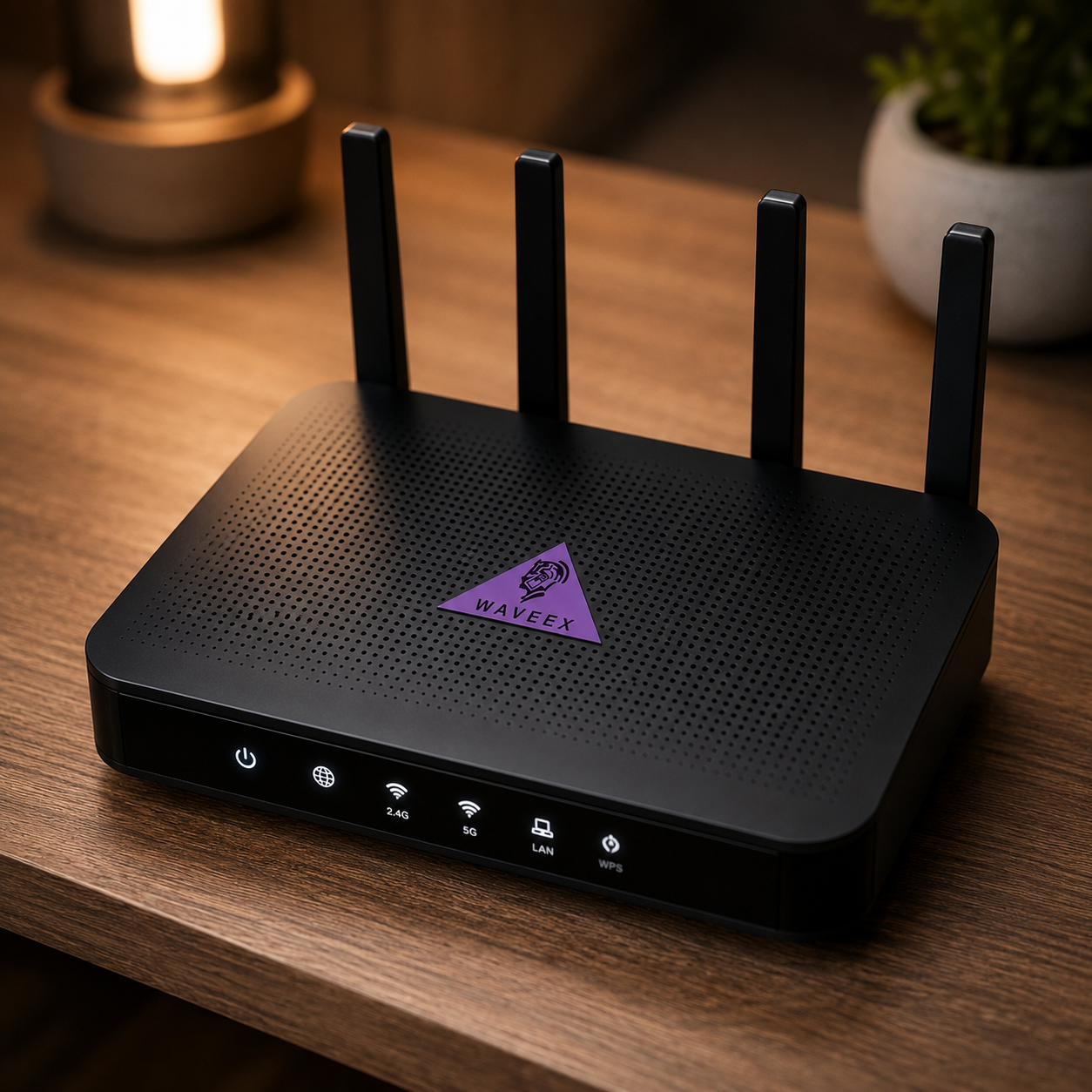 WAVEEX Aufkleber auf einem WLAN-Router